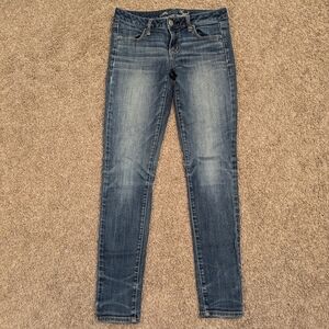 American Eagle Outfitters women's blue denim jean jeggings stretch skinny jeans